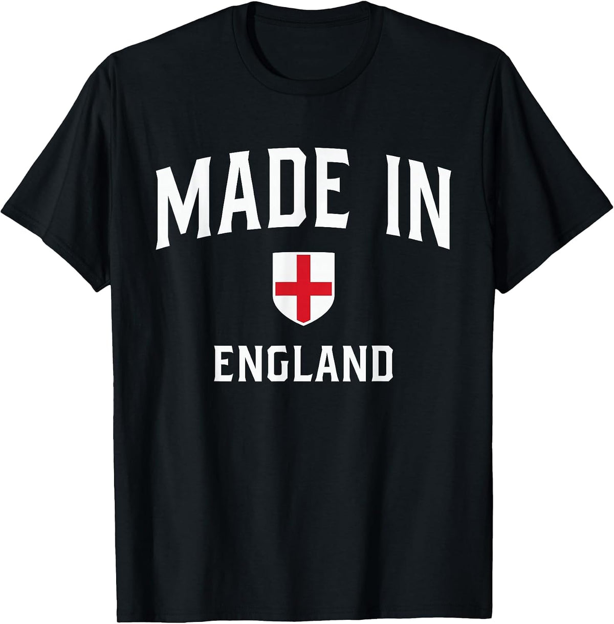 Made in England Flag Patriot Shield T-Shirt - Black
