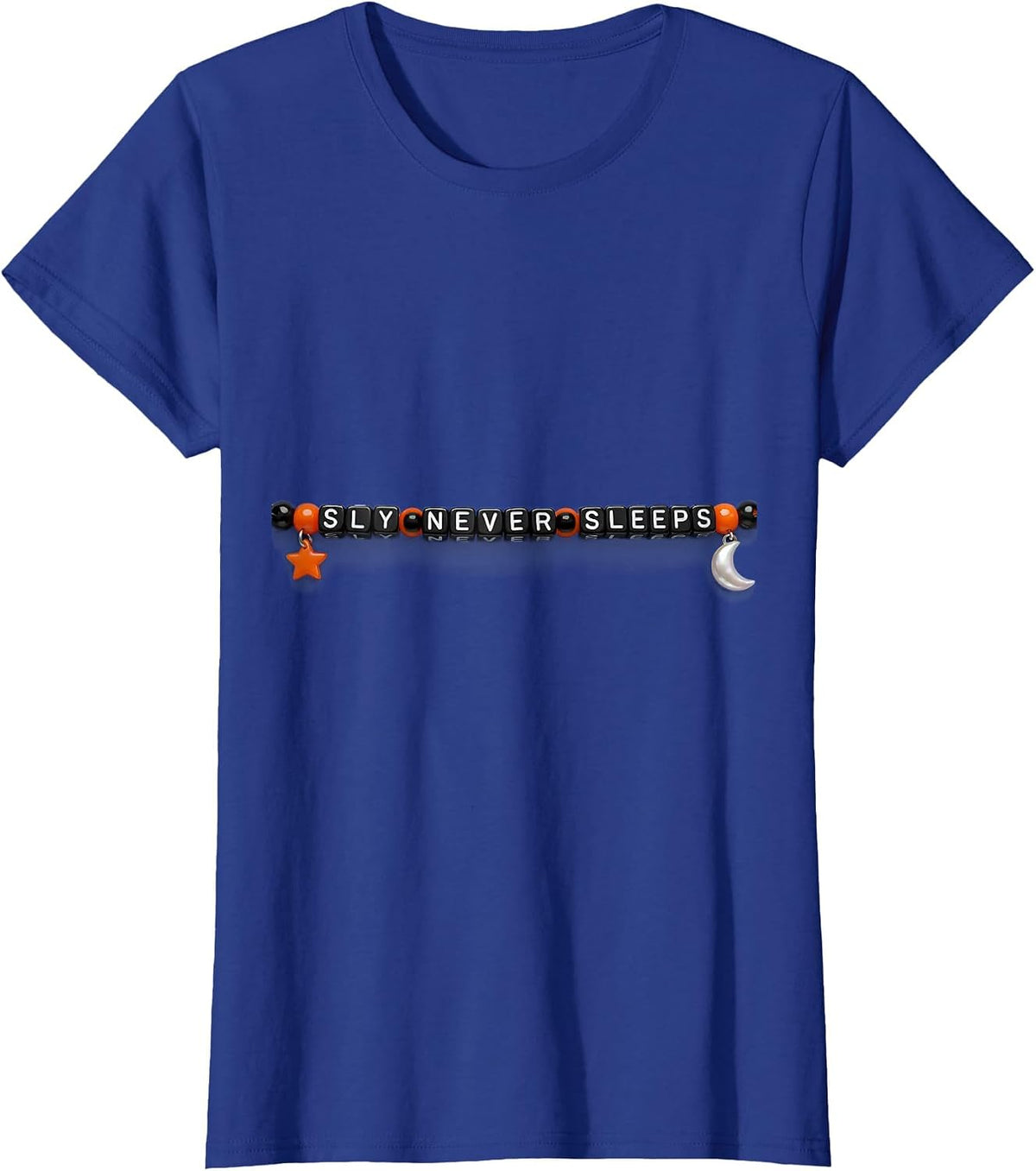 Women's Sly Never Sleeps Fox Graphic Design T-Shirt - Royal Blue