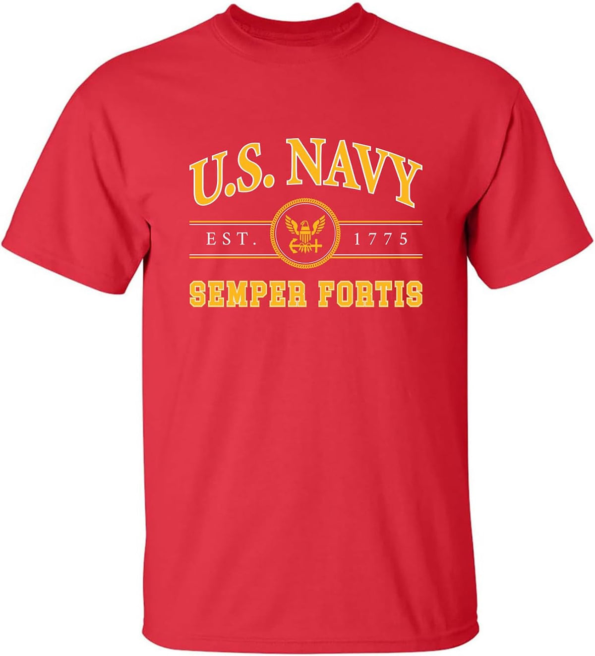 zerogravitee U.S. Navy Est.1775 Semper Fortis Adult Short Sleeve T-Shirt - Red