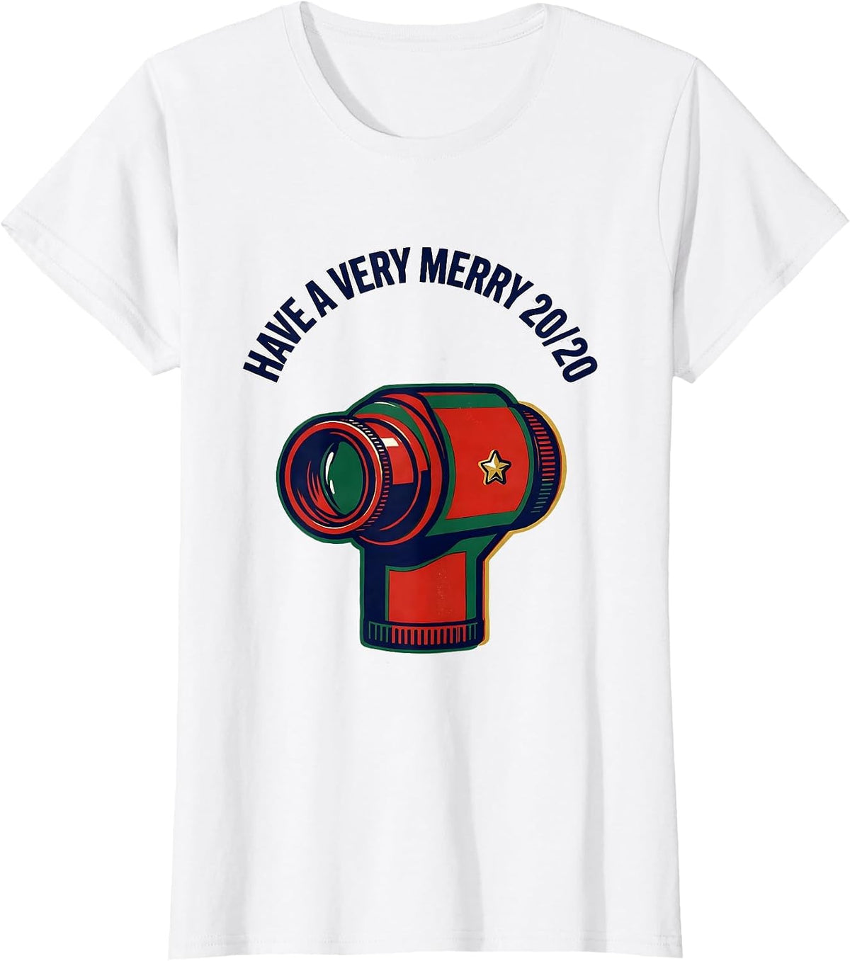Women's Have A Very Merry 20/20 Funny Optometrist Christmas Pun T-Shirt - White