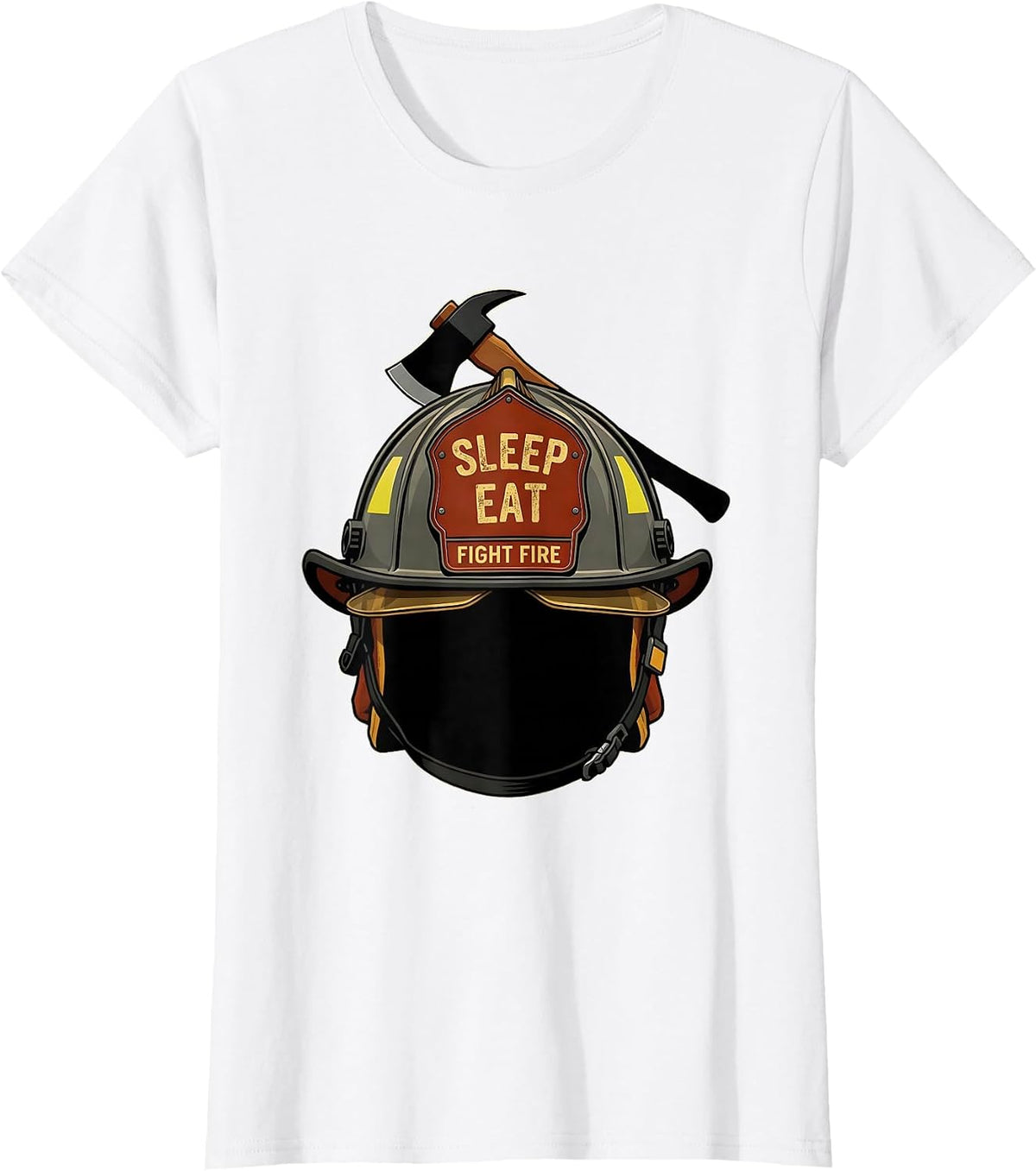 Women's Sleep Eat Fight Fire Firefighter Design T-Shirt - White