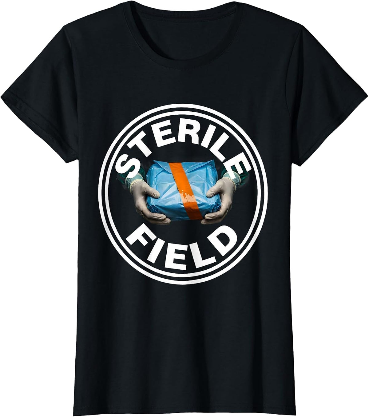 Gloved Hands Surgical Tech Occupational Humor T-Shirt - Black