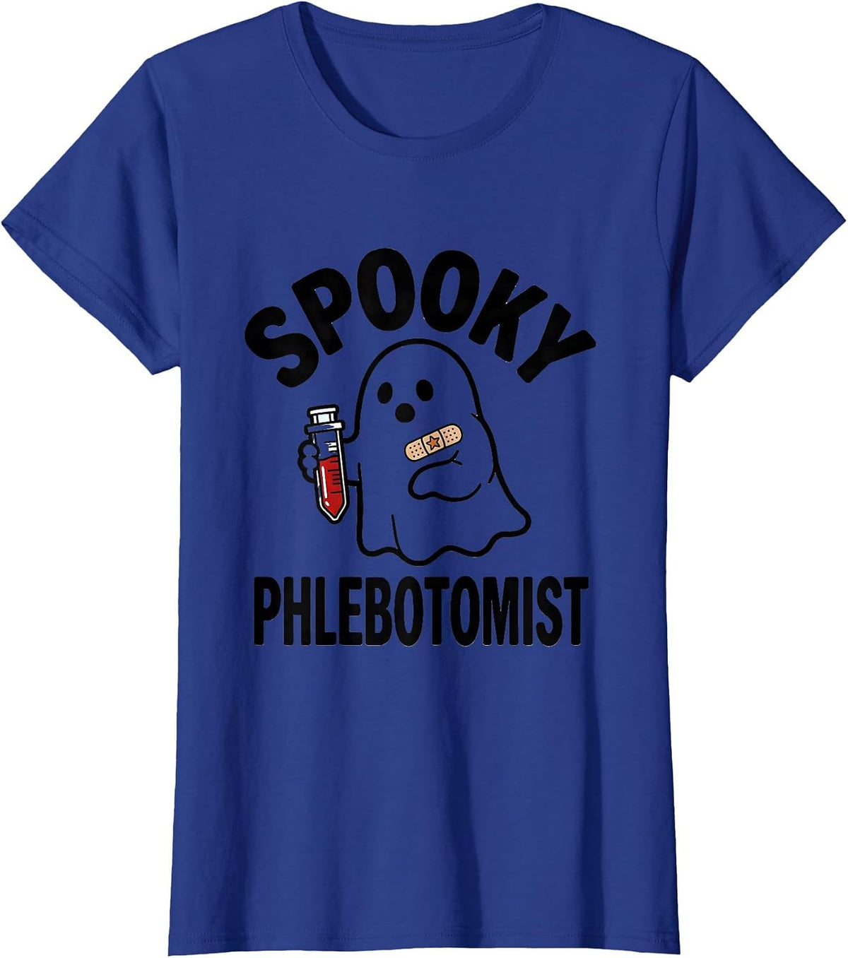 Women's Spooky Phlebotomist Cute Ghost Phlebotomy Tech Halloween T-Shirt - Royal Blue