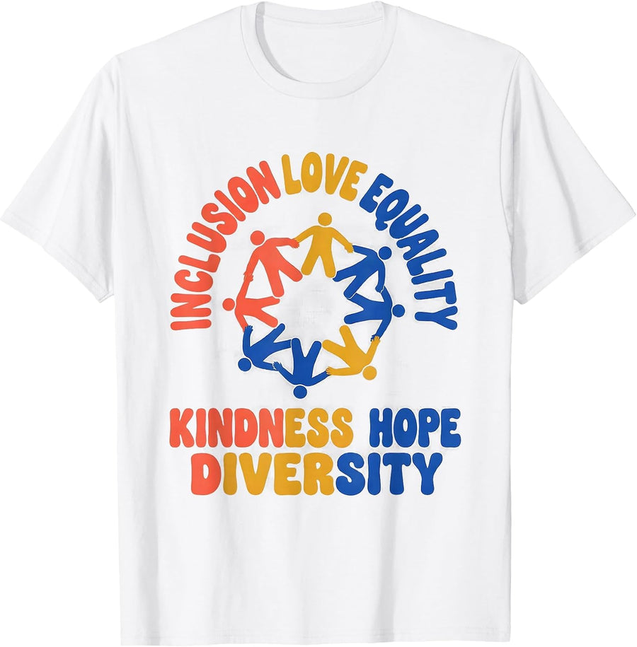 Men's Inclusion Love Equality Kindness Hope Diversity Social T-Shirt - White