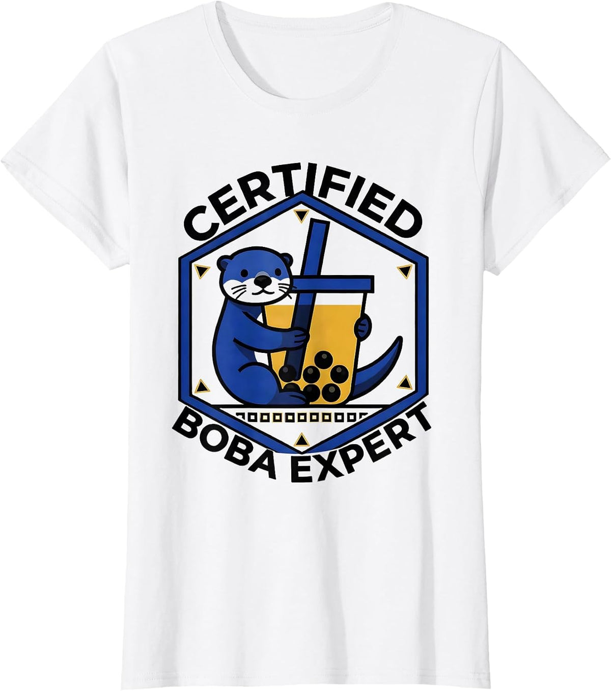 Certified Boba Expert Kawaii Anime Otter Boba Tea Birthday T-Shirt - White
