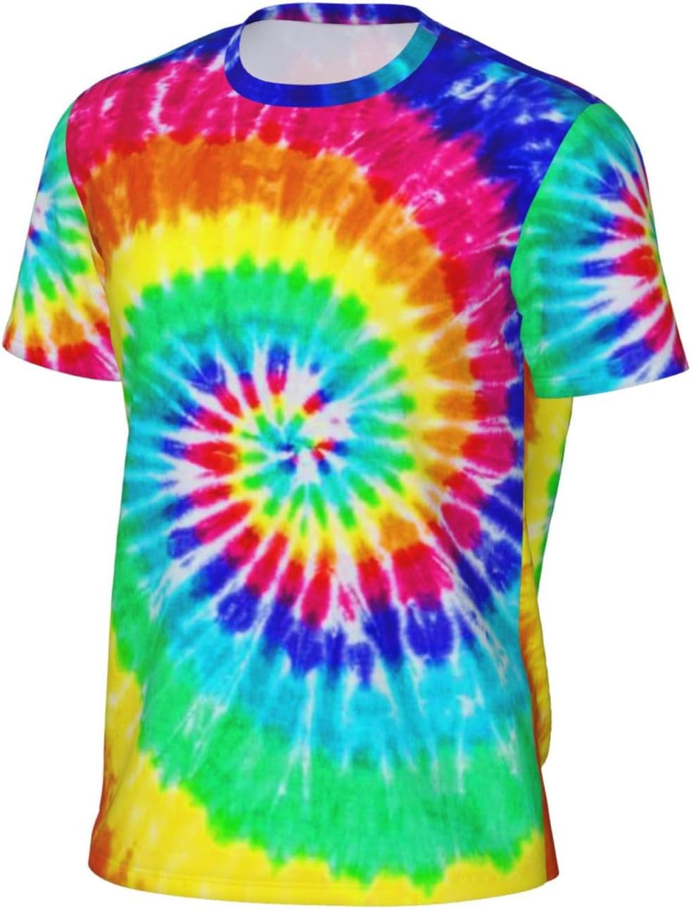 Blue Men's Short Sleeve Mesh Crew Neck T Shirt Athletic Running Gym Tee - Colorful Tie Dye
