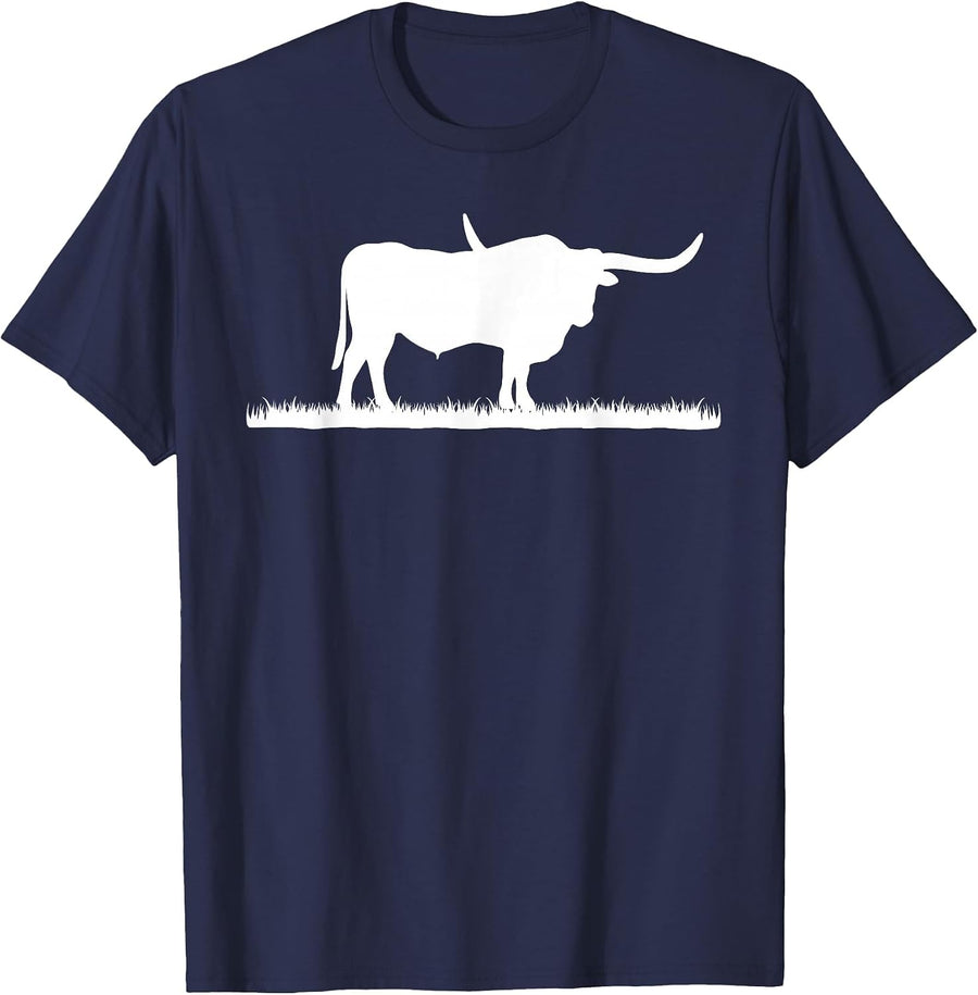 Texas Longhorn Rancher - Longhorn Cow for Cattle Farmer T-Shirt - Navy Blue