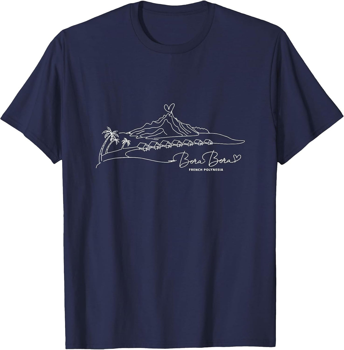 Bora Bora French Polynesia Signature Heart Art - Souvenir T-Shirt - Navy Blue
