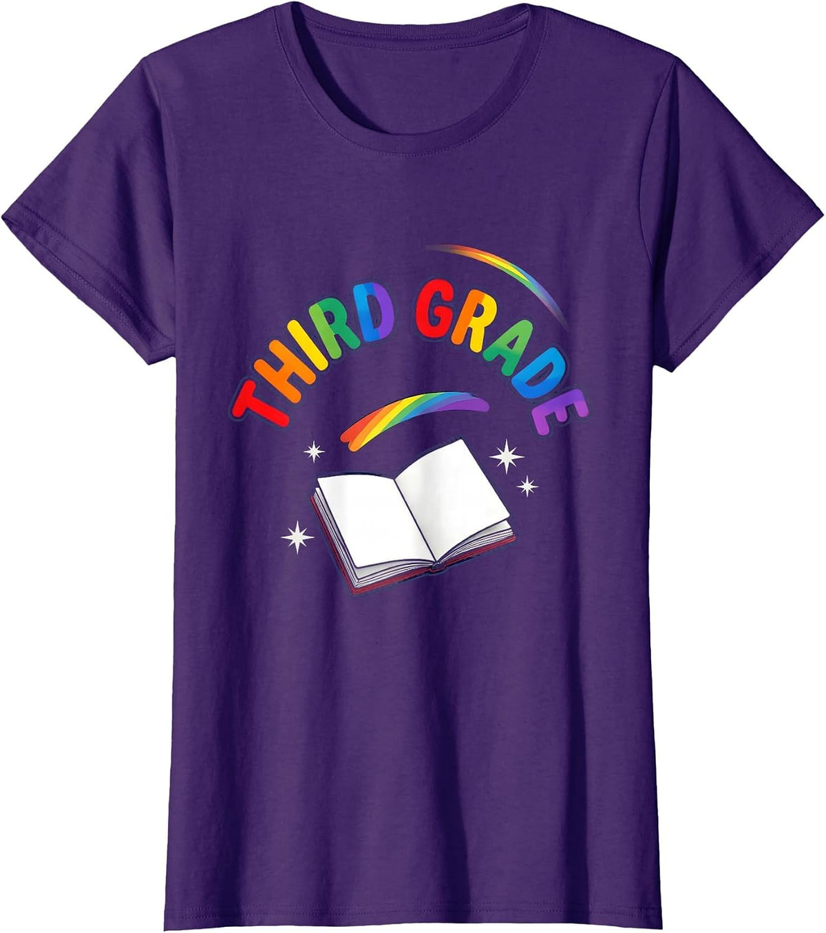 Women's Third Grade Colorful Back To School Teacher Student First T-Shirt - Purple