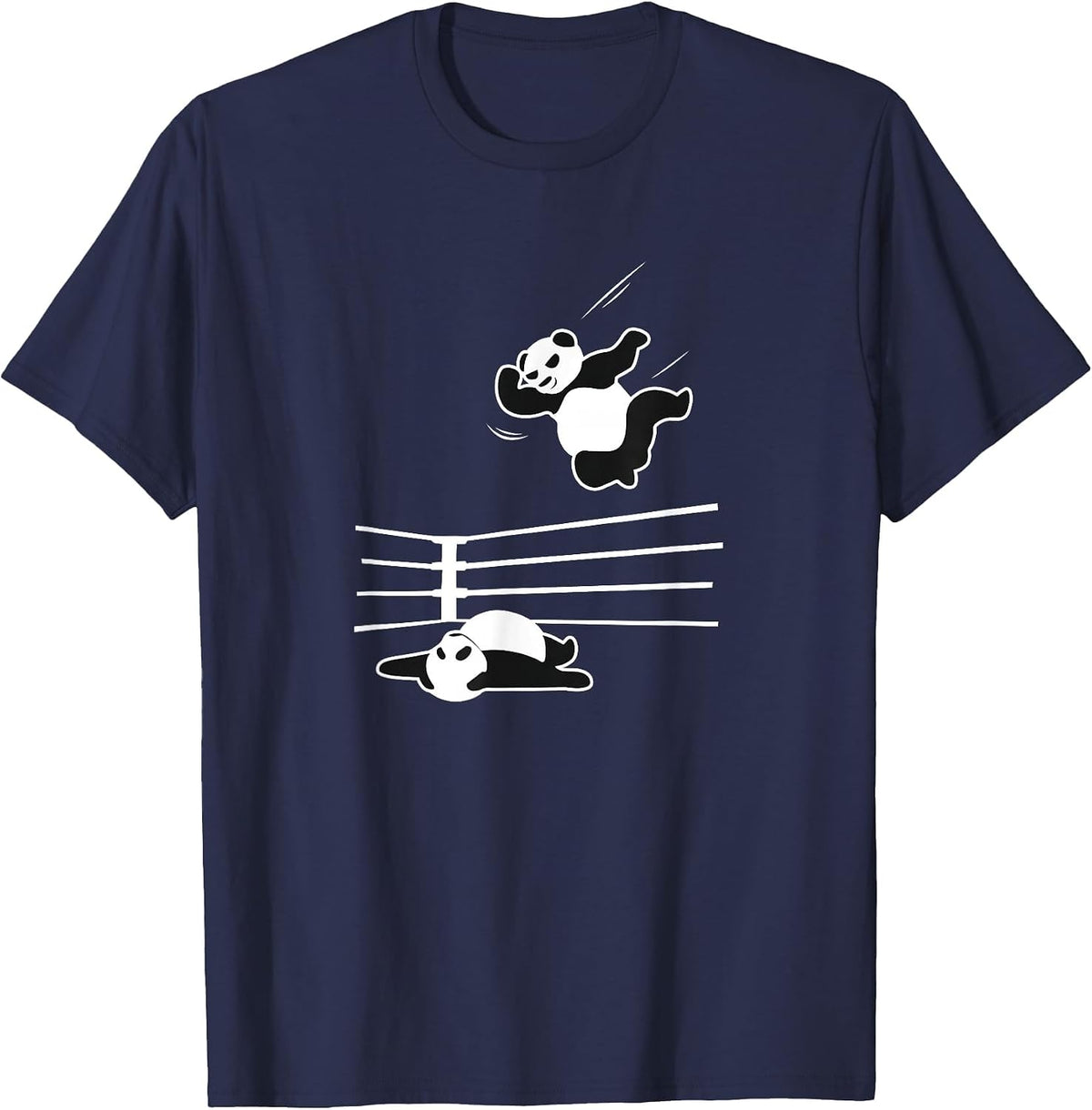 Panda Bear Wrestler Wrestling Grappling T-Shirt - Navy Blue
