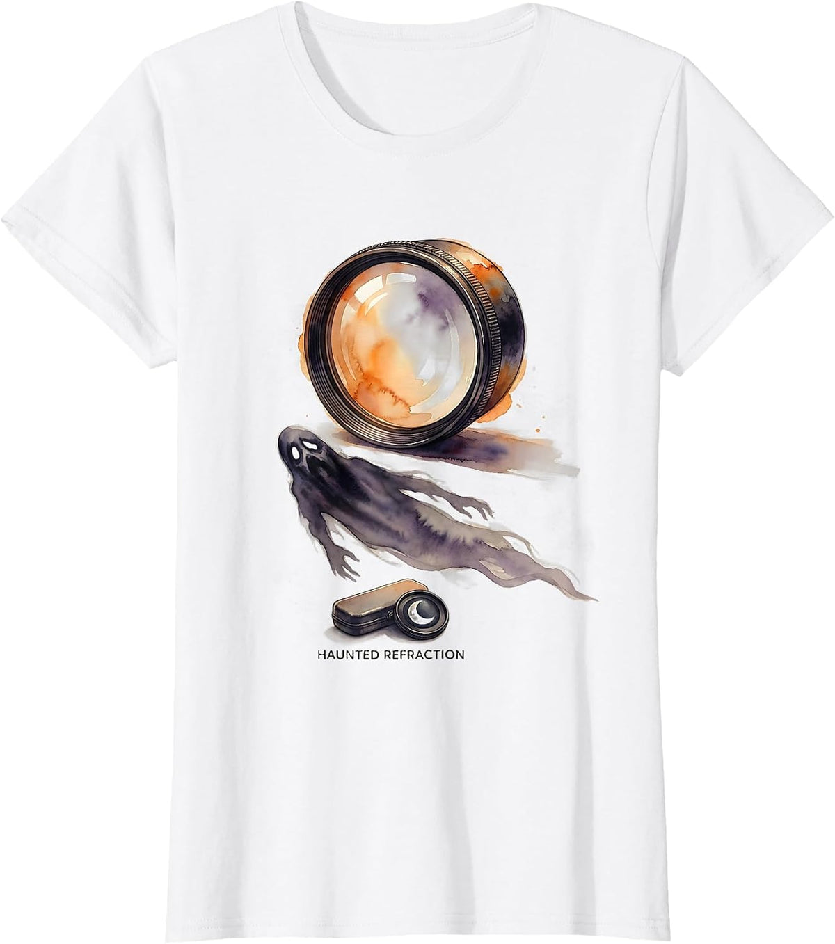 Haunted Refraction Watercolor Halloween Optometrist Eye T-Shirt - White