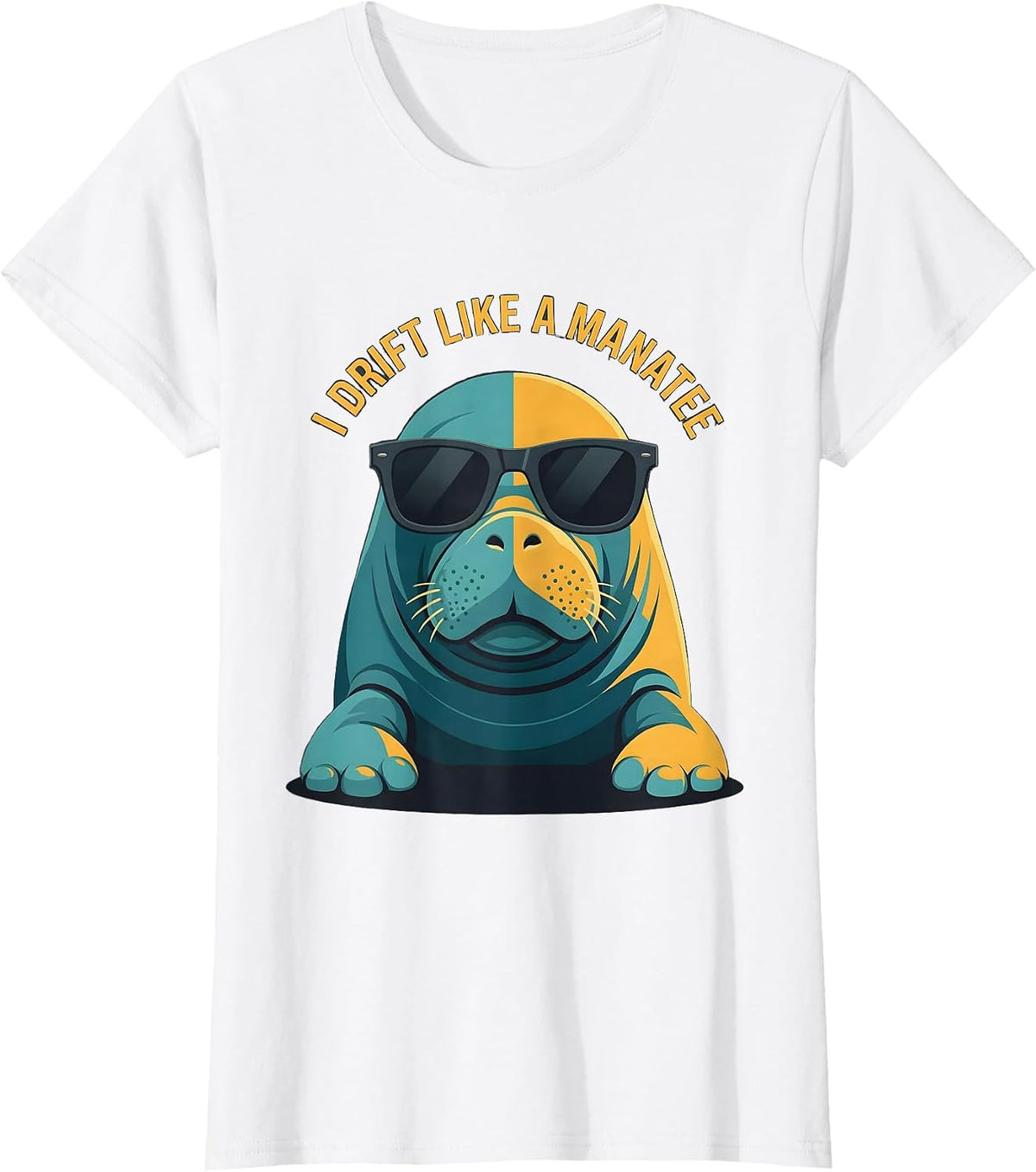 I Drift Like A Manatee Flat Vector Novelty Animal Humor T-Shirt - White
