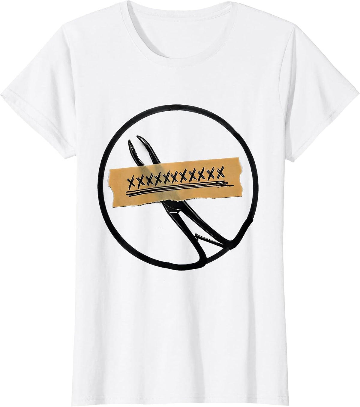 Surgical Clamp Marking Tape Badge Scrub Tech Humor T-Shirt - White