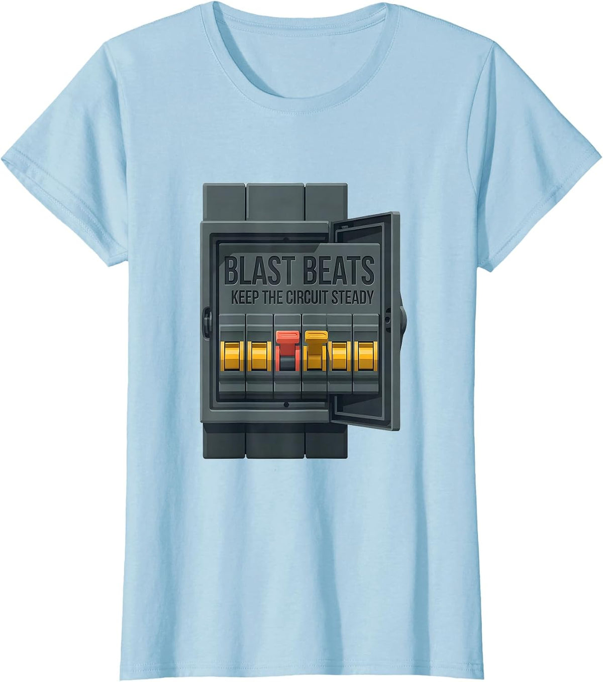Blast Beats Keep The Circuit Steady Funny Heavy Metal T-Shirt - Baby Blue