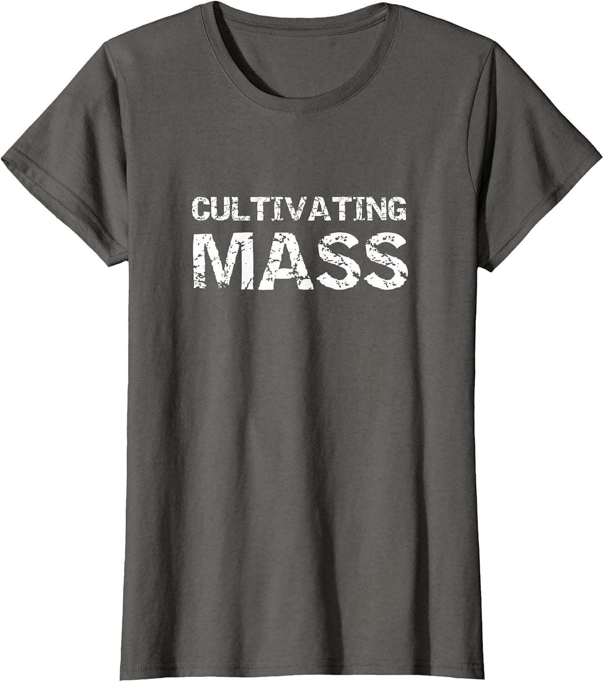 Cultivating Mass, Funny Gains Weightlifting Gym Design T-Shirt - Asphalt Grey
