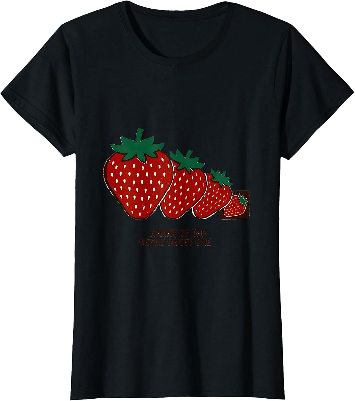 Women's Nanny Of The Berry Sweet One First Birthday Strawberry T-Shirt - Black