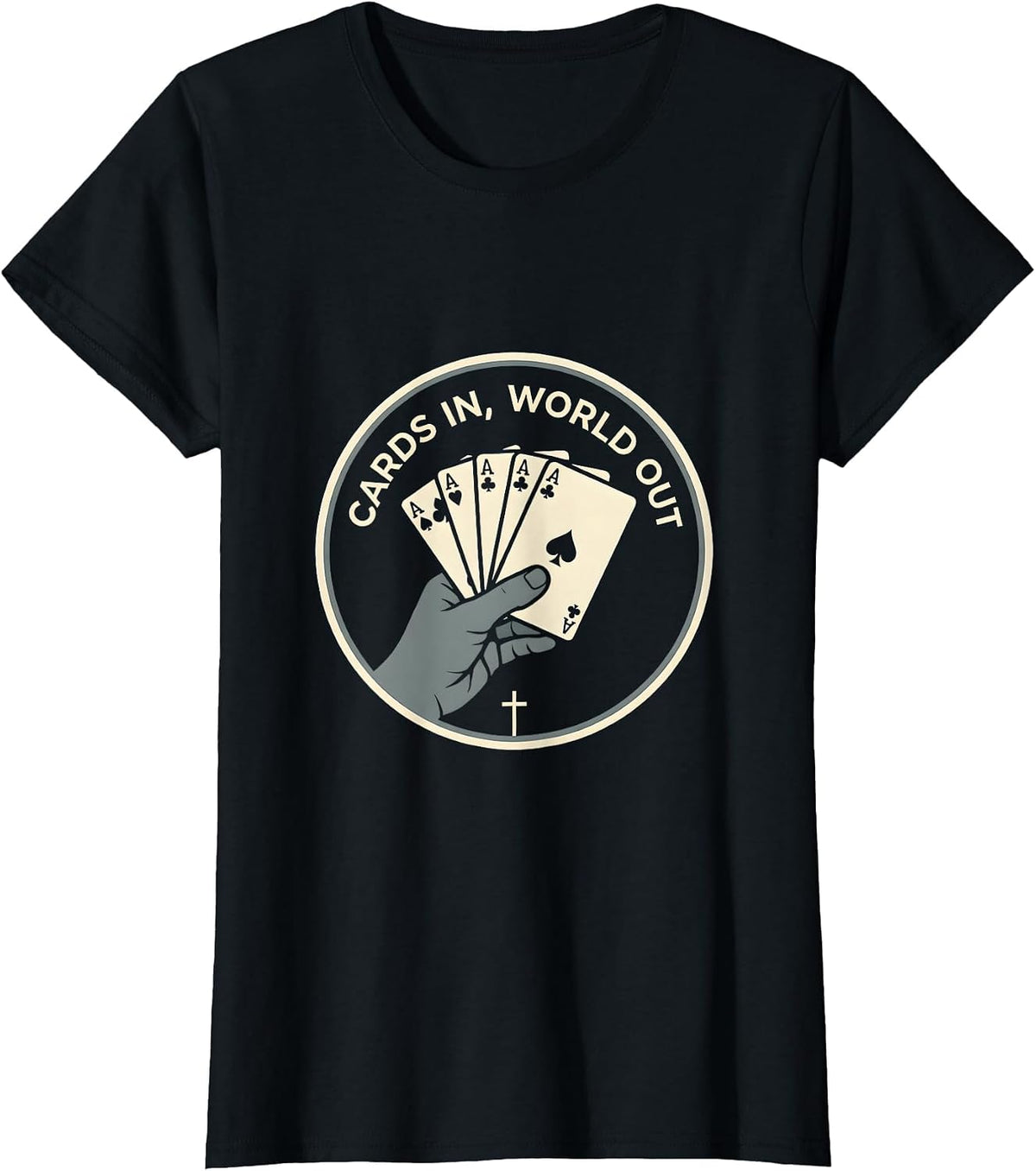 Cards In World Out Poker Design for Men T-Shirt - Black