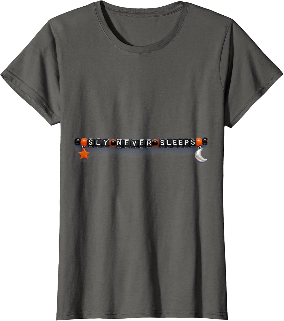 Women's Sly Never Sleeps Fox Graphic Design T-Shirt - Asphalt Grey
