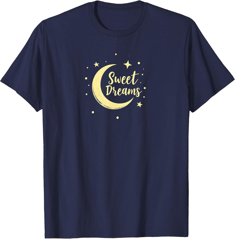 Sweet Dreams Moon Stars T-Shirt - Navy Blue