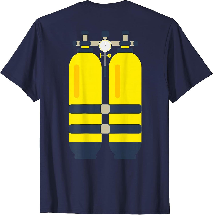 Scuba Tank Backprint Halloween Costumes Scuba Diver T-Shirt - Navy Blue