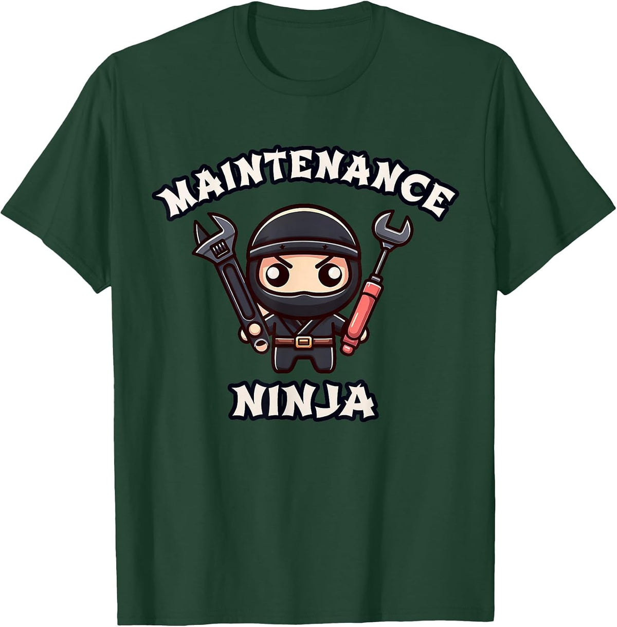 Funny Maintenance Ninja Upkeep Technician Repair Team T-Shirt - Dark Green