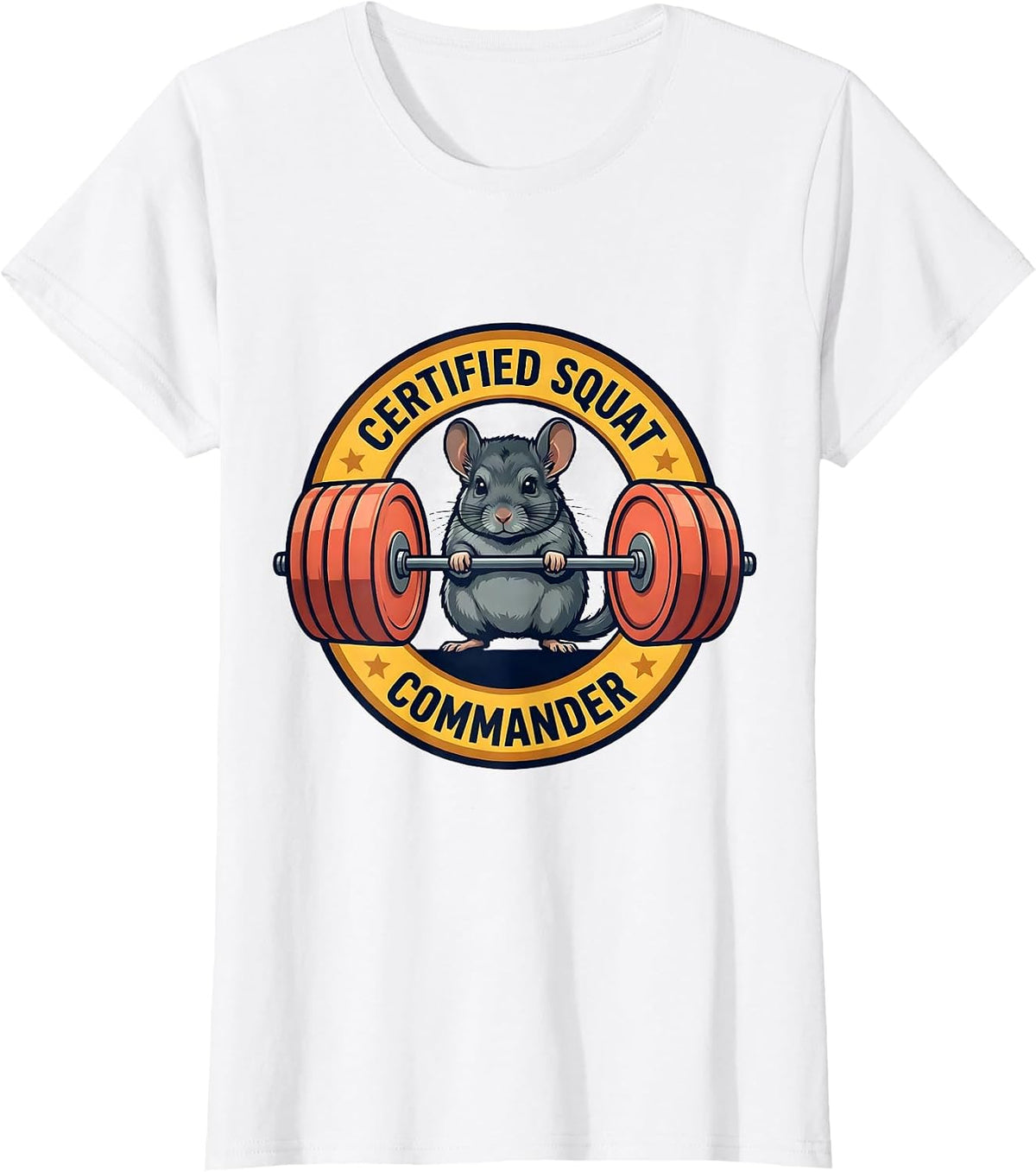 Certified Squat Commander Funny Animal Gym Weightlifting T-Shirt - White