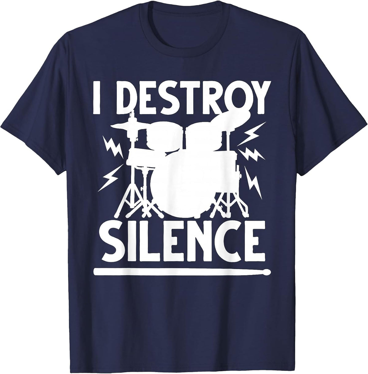 Cute Drum Set Art Men Women Drumming Rocker Music Percussion T-Shirt - Navy Blue