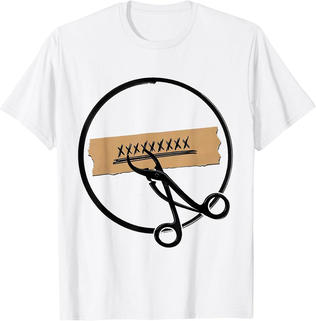 Men's Surgical Clamp Marking Tape Badge Scrub Tech Humor T-Shirt - White
