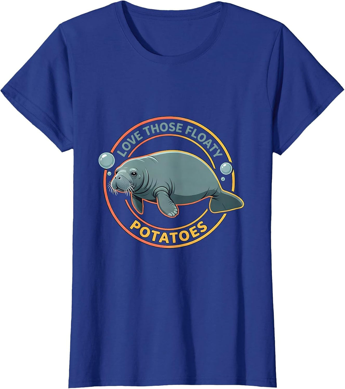 Women's Love Those Floaty Potatoes Funny Manatee Sea Cow Gift T-Shirt - Royal Blue