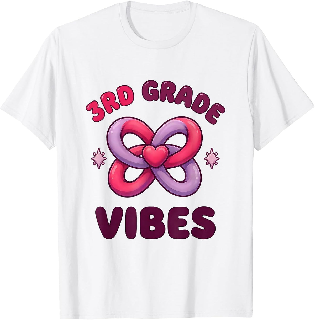Men's 3rd Grade Vibes Cute Kawaii Bow Back to School Girl T-Shirt - White