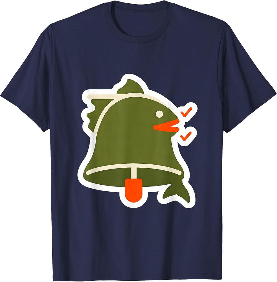 Bass Bell Sticker Funny Fishing Humor Sticker T-Shirt - Navy Blue