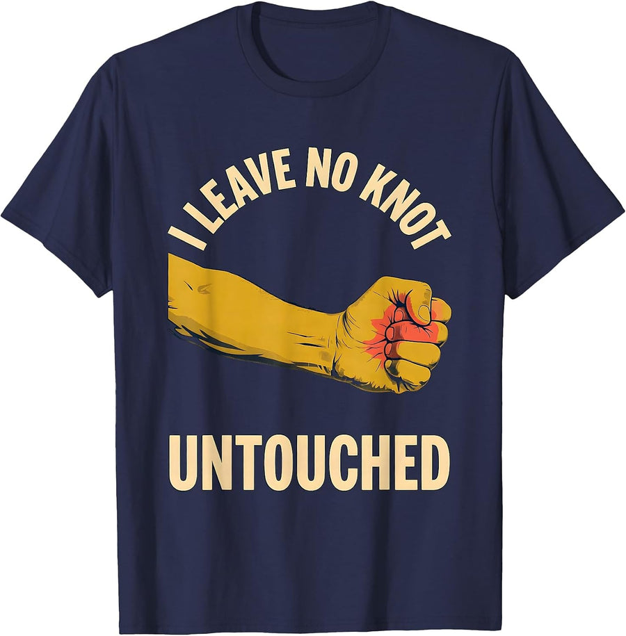 I Leave No Knot Untouched Funny Massage Therapist LMT Gift T-Shirt - Navy Blue