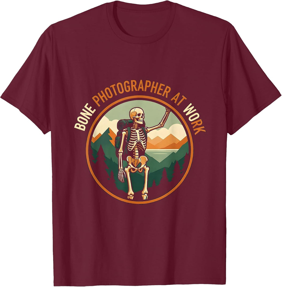 Bone Photographer At Work Radiologic Design T-Shirt - Burgundy
