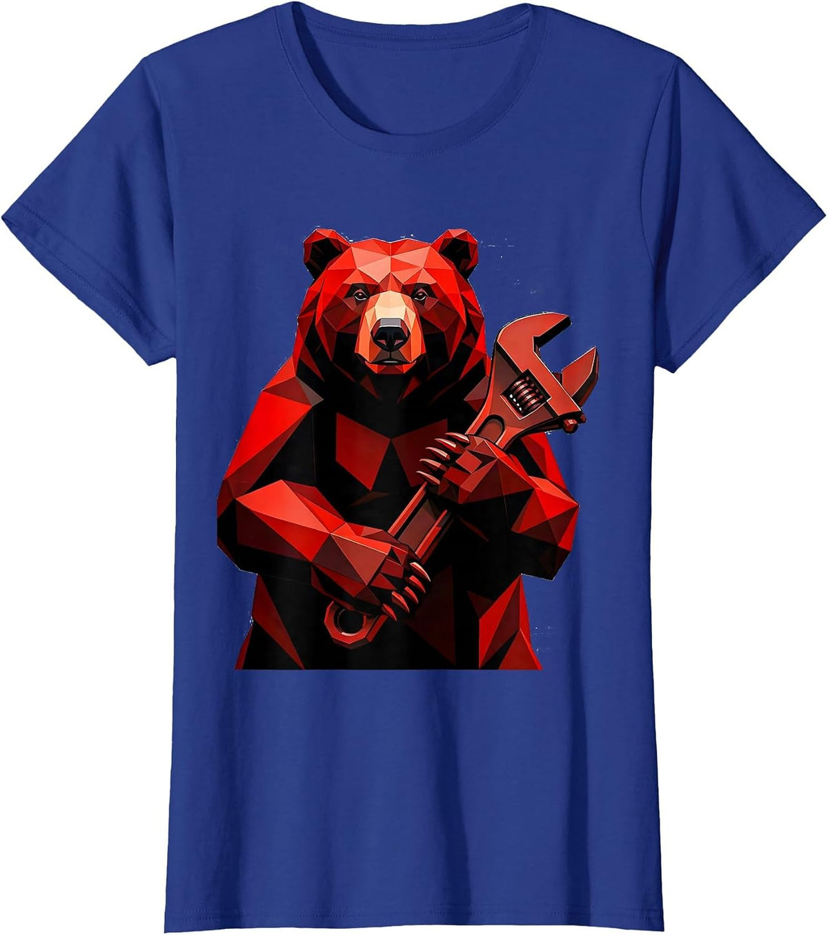 Women's Bear With Giant Socket Wrench Graphic T-Shirt - Royal Blue