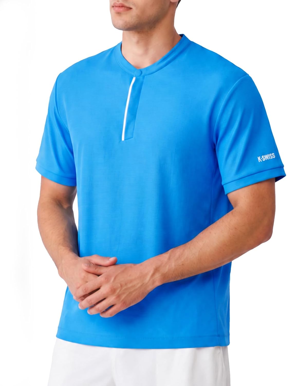 K-Swiss Men's Tennis Henley Shirt Pickleball Tshirts - Blue