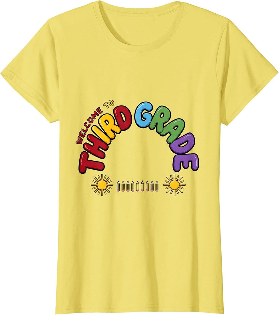 Women's Welcome To Third Grade Funny Teacher Crew First Day T-Shirt - Lemon Yellow