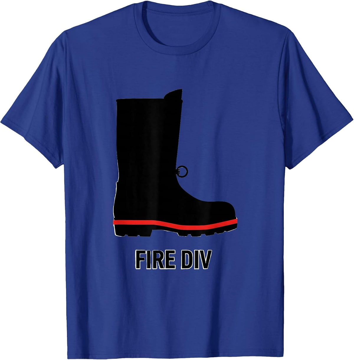 Men's FIRE DIV Minimalist Firefighter Boot Silhouette Fire T-Shirt - Royal Blue