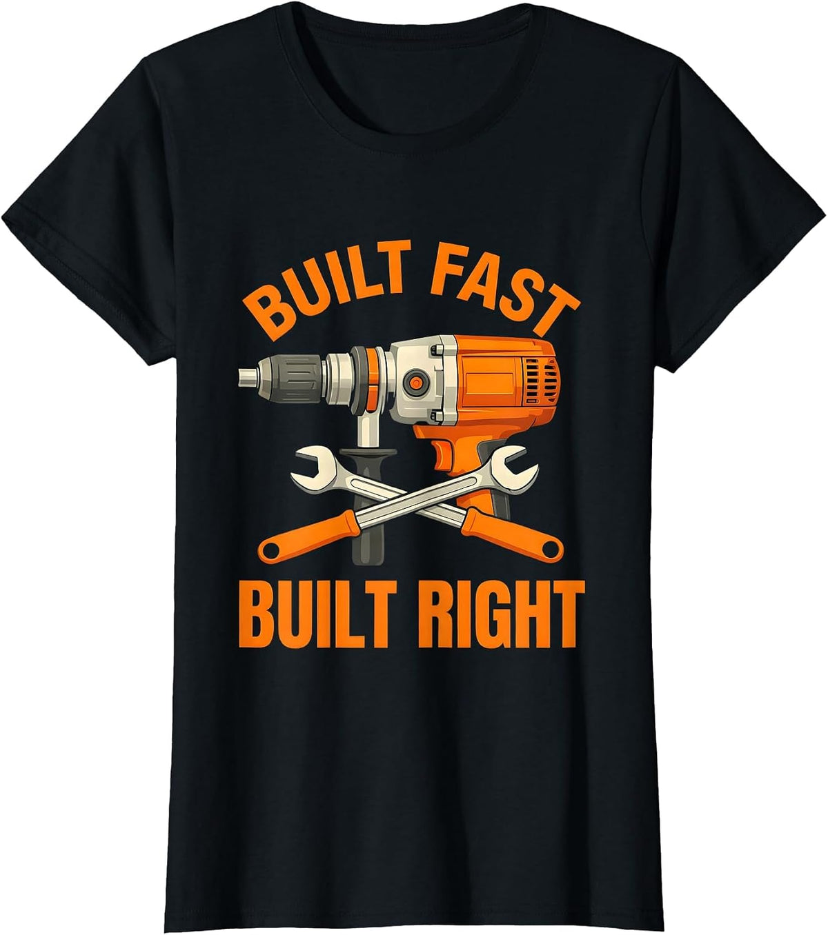 Women's Built Fast Built Right Pit Crew Racing Design T-Shirt - Black