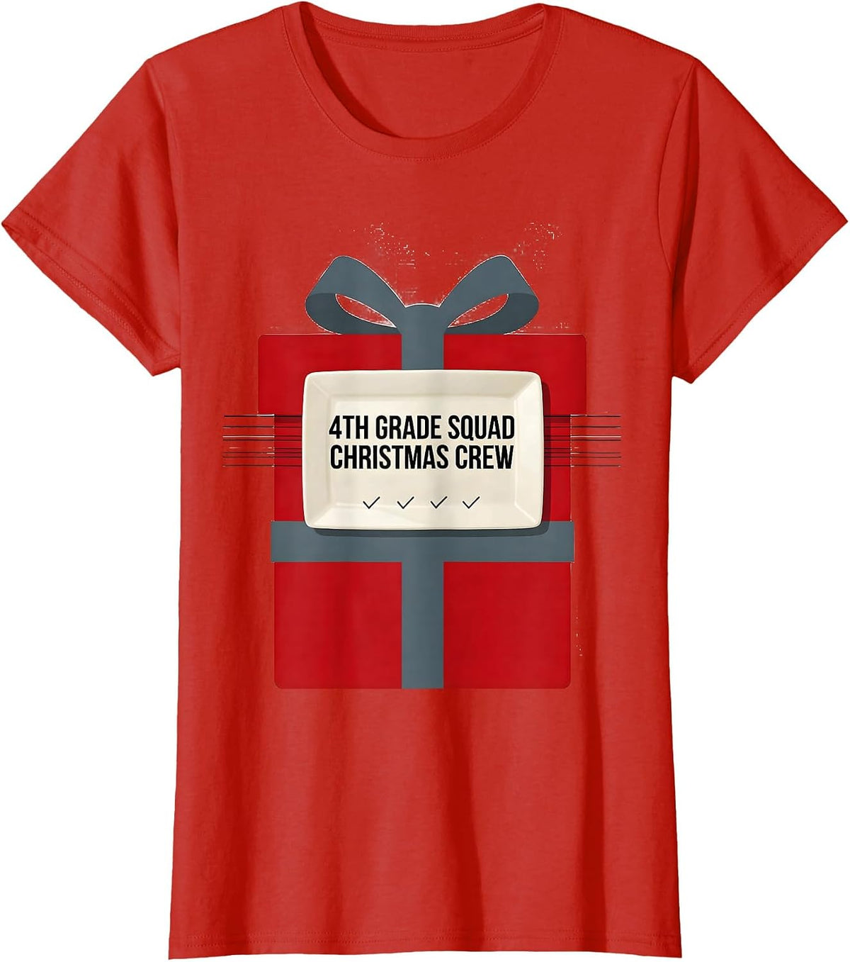 4th Grade Squad Christmas Crew Funny Teacher Holiday Squad T-Shirt - Red