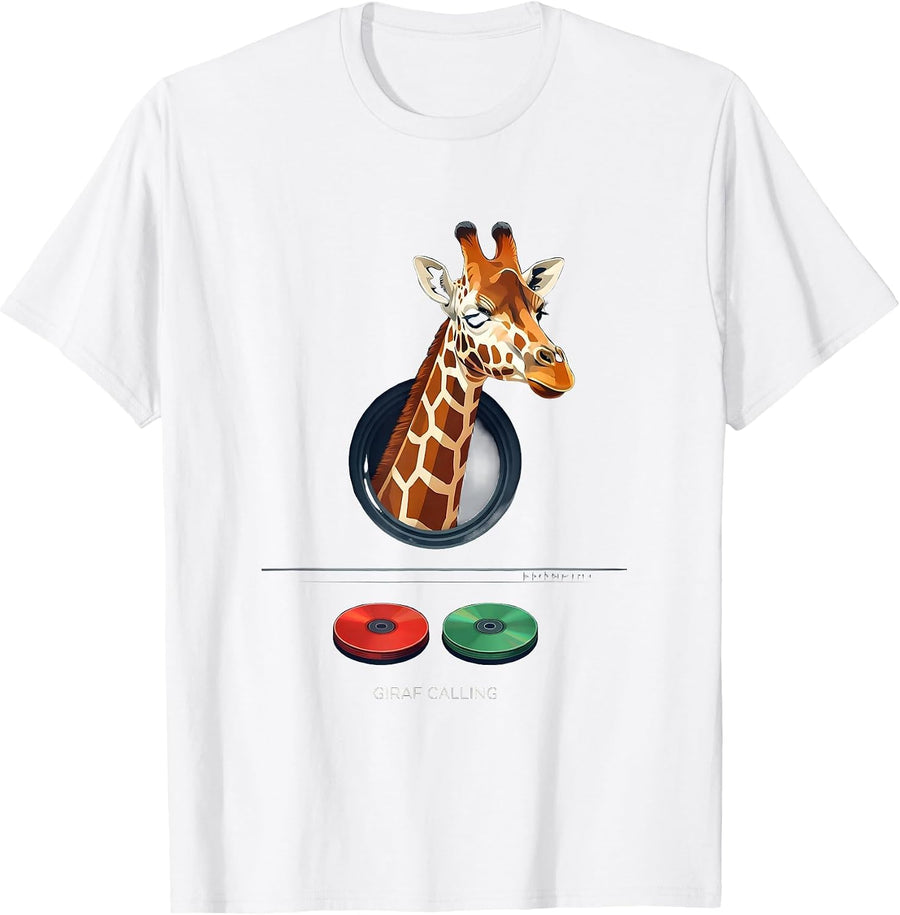 Giraf Calling Funny Misspelled Meme Giraffe Humor T-Shirt - White