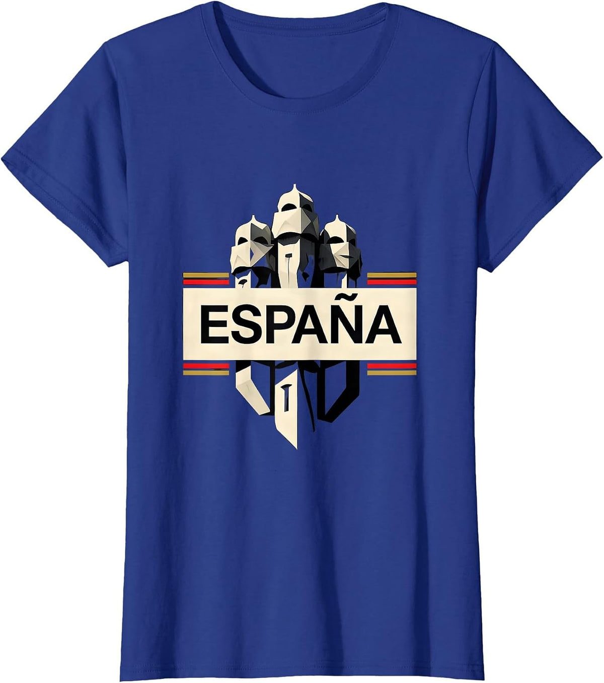 Women's España Geometric Spanish Heritage National Pride Souvenir T-Shirt - Royal Blue