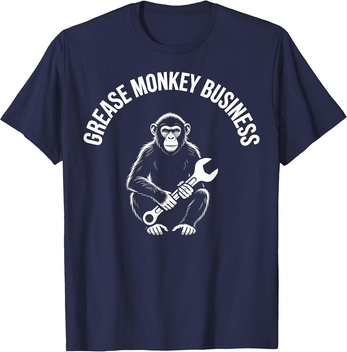 Grease Monkey Business Mechanic Garage Design T-Shirt - Navy Blue