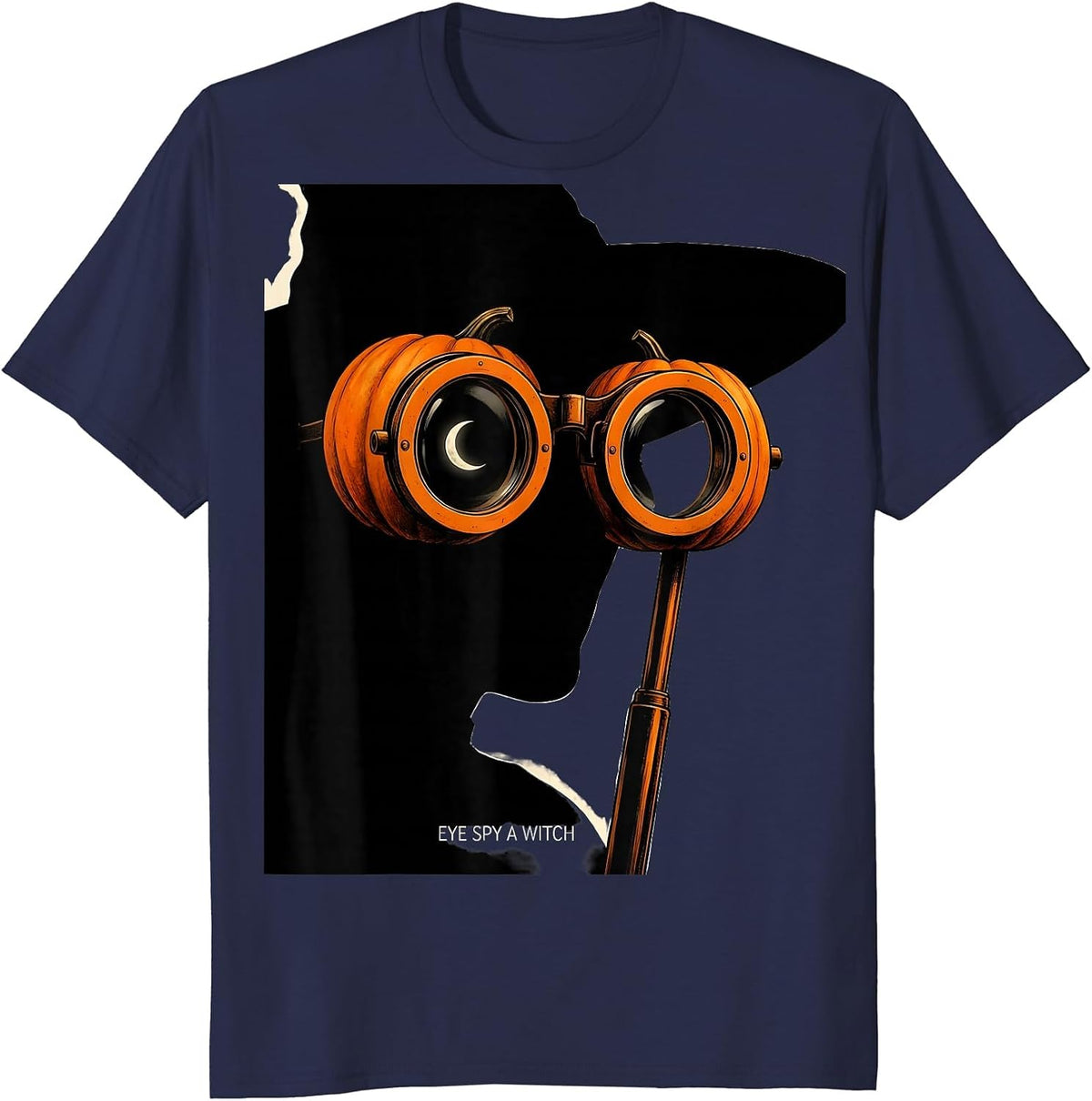 Men's Eye Spy A Witch Halloween Optometrist Eye Doctor Humor T-Shirt - Navy Blue