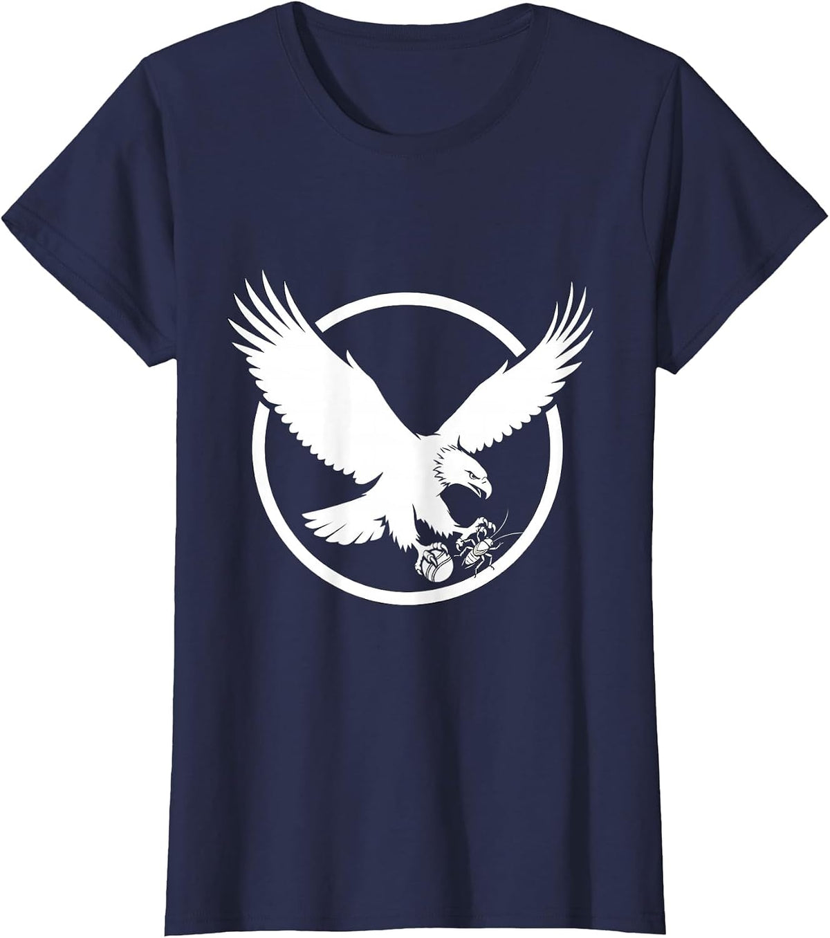 Women's Soaring Eagle Cricket Ball Inspirational Design T-Shirt - Navy Blue