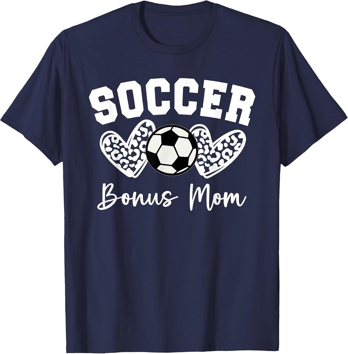 Soccer Bonus Mom Matching Family Soccer T-Shirt - Navy Blue
