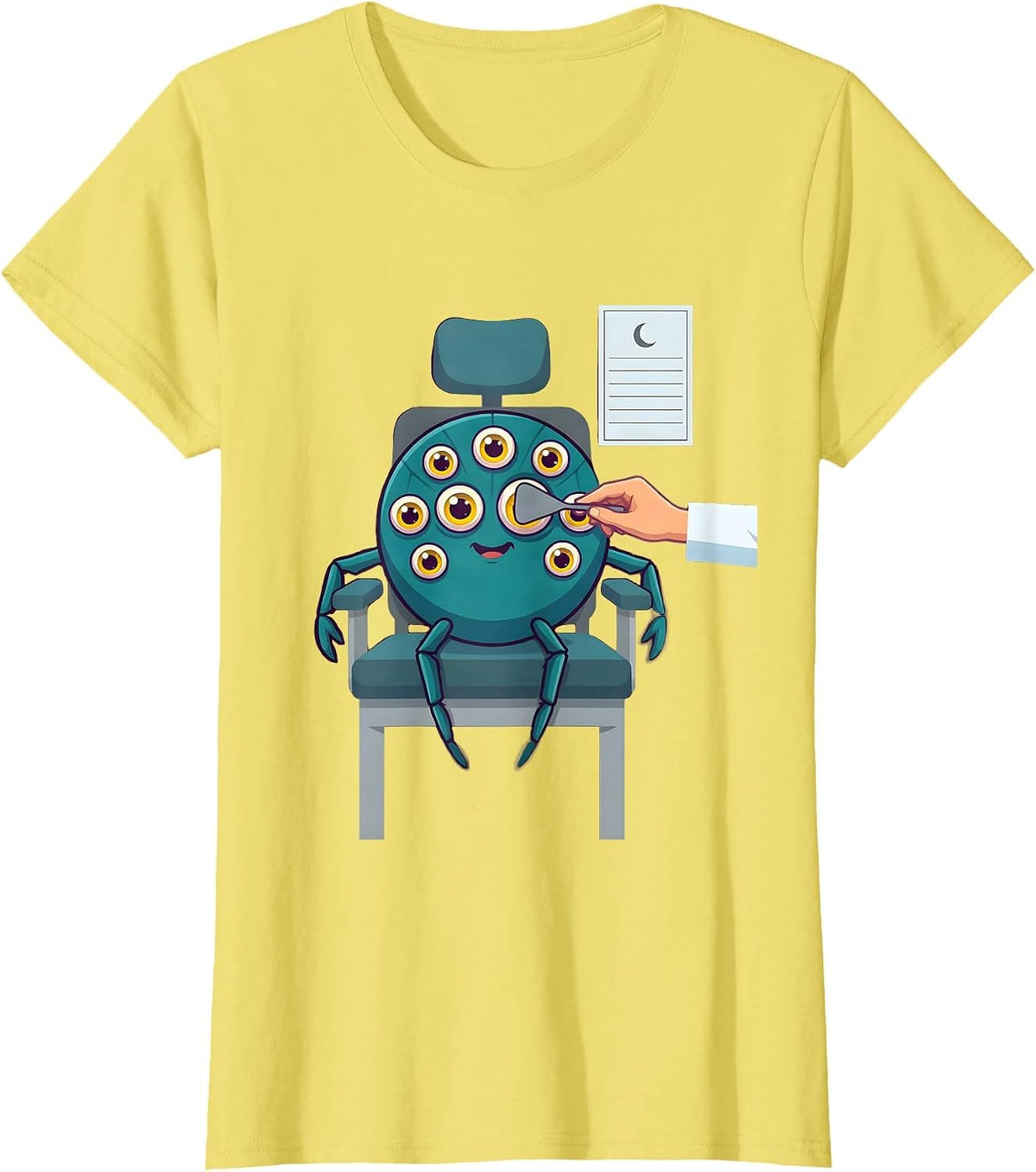 Friendly Spider Patient Optometrist Halloween Humor T-Shirt - Lemon Yellow