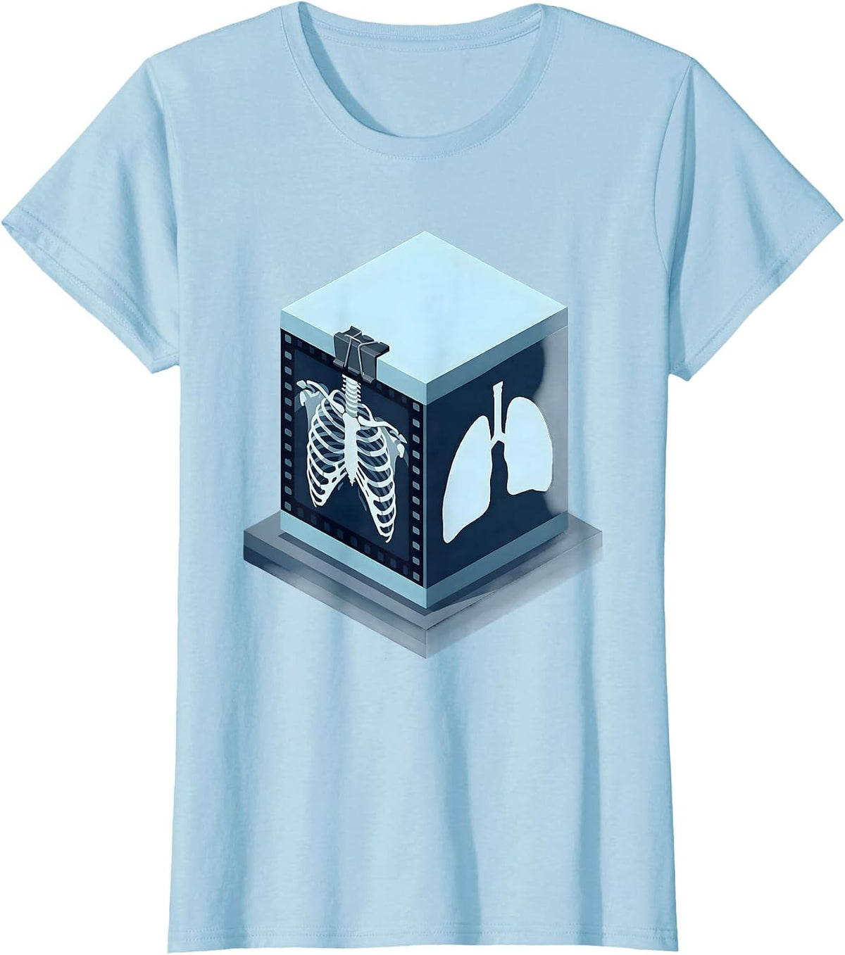 Glowing Chest X-Ray Radiology Illustration T-Shirt - Baby Blue