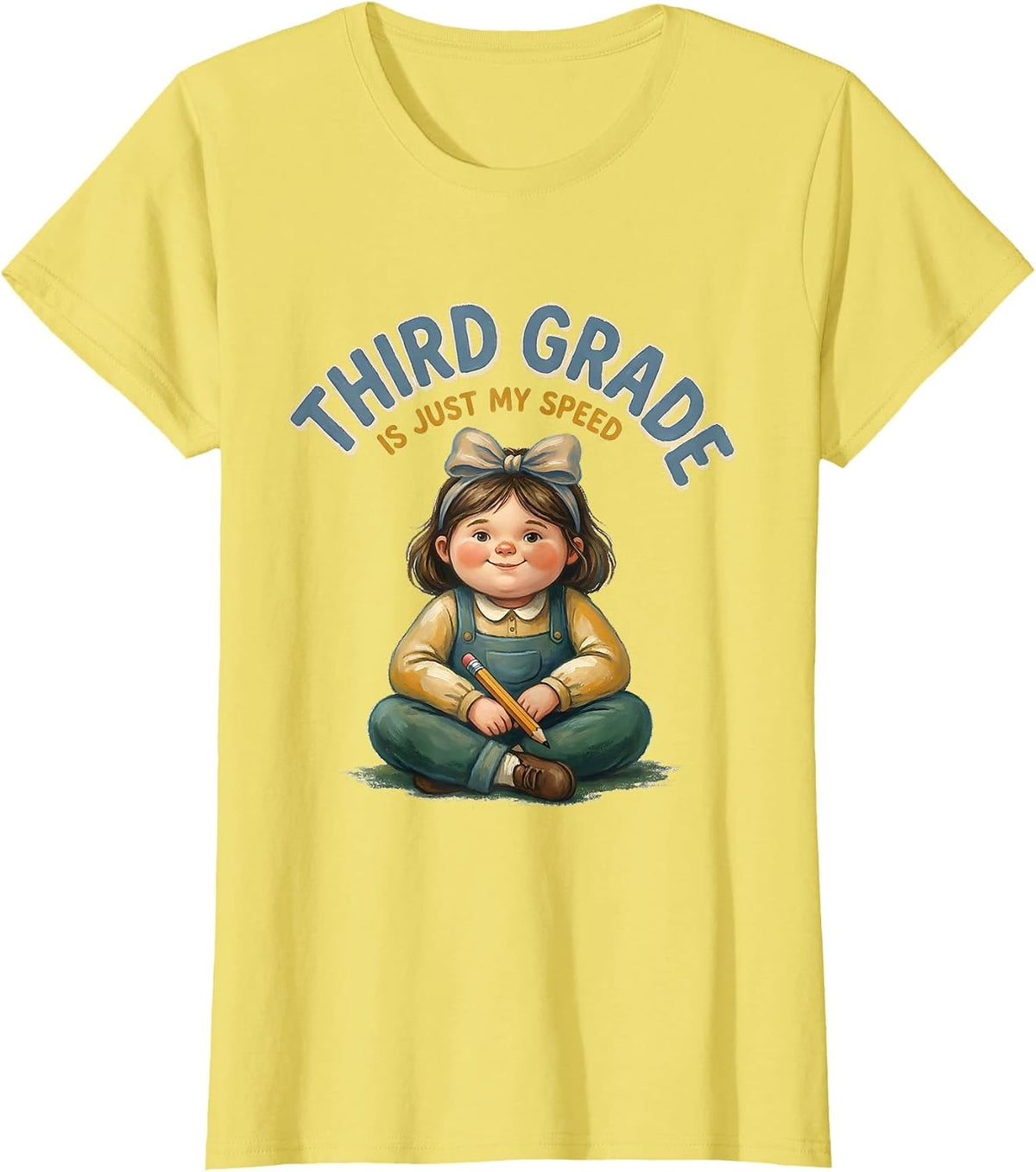 Third Grade Is Just My Speed Storybook Bow Back to School T-Shirt - Lemon Yellow