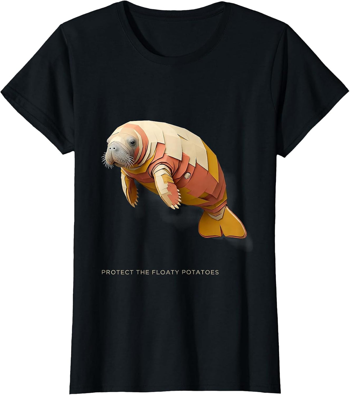 Protect The Floaty Potatoes Funny Manatee Sea Animal Lover T-Shirt - Black