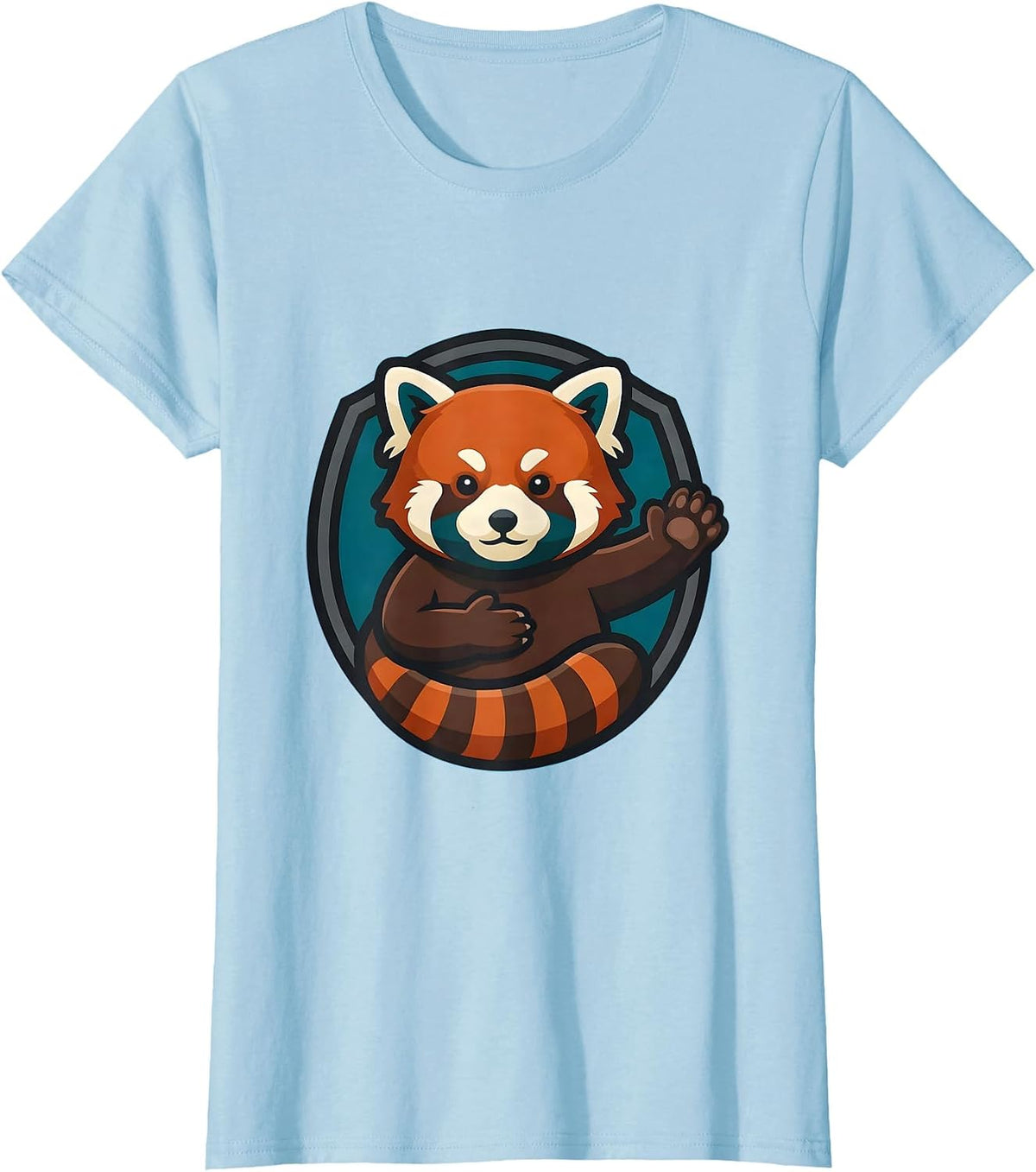 Women's Red Panda Shield Mascot Cute Animal Lover Gift T-Shirt - Baby Blue
